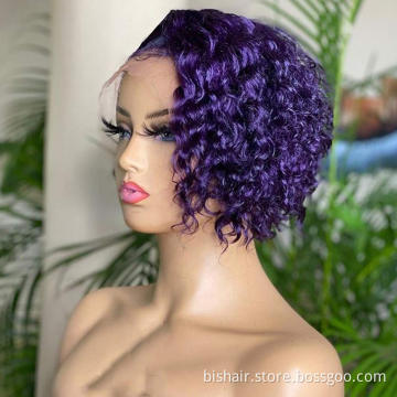 Cheap Short  Kinky Curly Hair Wig Pixie Cut Lace Frontal Curly Human Hair Wigs Human Hair Wig With  Frontal Lace For Woman